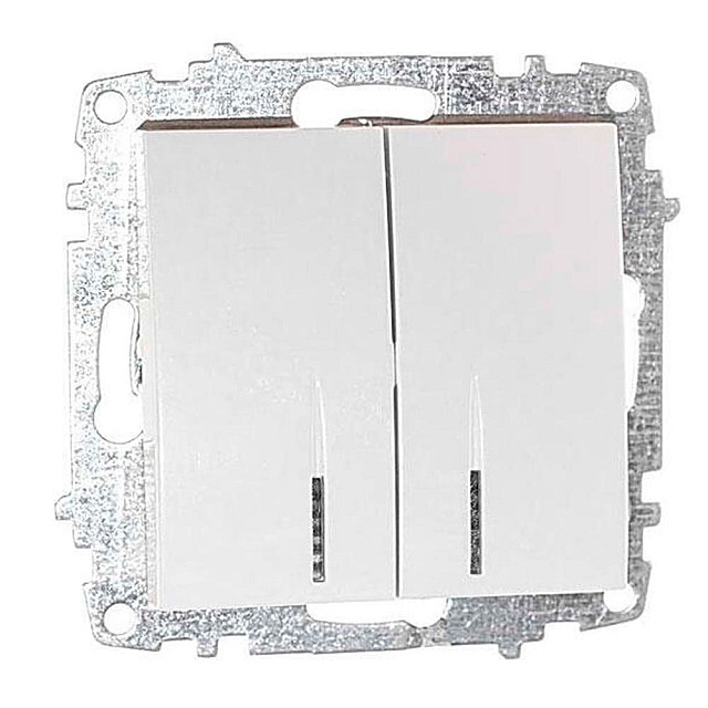 Выключатель EL-BI Zena-Vega 609-015600-203 2 клавиши с подсветкой белоснежный