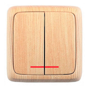 Выключатель Hegel Alfa ВА10-154-02 2 клавиши с индикацией сосна