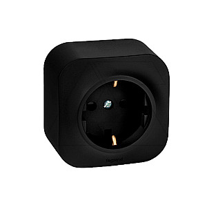 Розетка Legrand Quteo 782472 2P+E накладной монтаж черный матовый