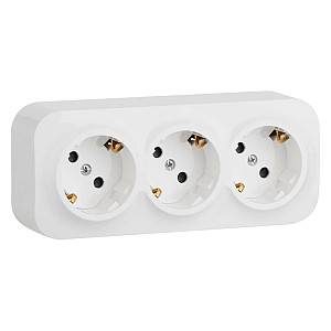 Розетка Legrand Quteo 782238 3*2P+E со шторками с предварительным подключением белый