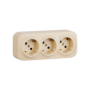 Розетка Legrand Quteo 782268 3*2P+E со шторками с предварительным подключением слоновая кость