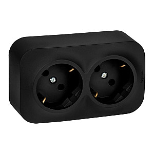 Розетка Legrand Quteo 782470 2*2P+E 2 гнезда со смещением контактов 45° черный матовый