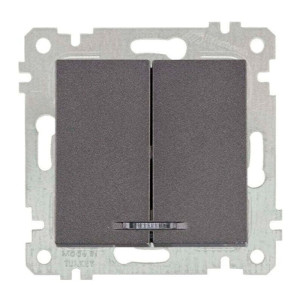 Выключатель Mutlusan Rita 2200-426-0195 2 клавиши с подсветкой дымчатый