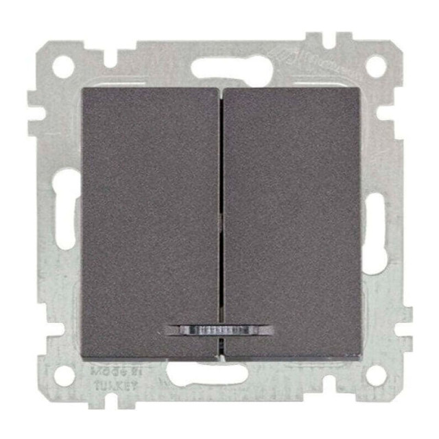 Выключатель Mutlusan Rita 2200-426-0195 2 клавиши с подсветкой дымчатый