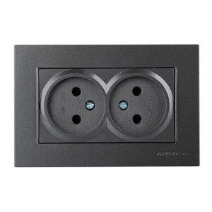 Розетка Mutlusan Rita 2220-203-0295 двойная 2*2P в комплекте с рамкой дымчатый