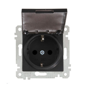 Розетка Mutlusan Rita 2200-605-0284 2P+E с заземлением черный матовый