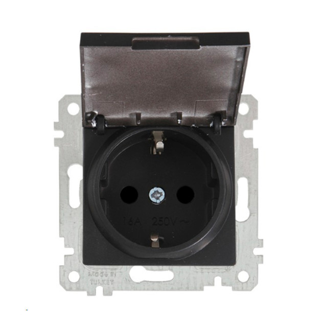 Розетка Mutlusan Rita 2200-605-0284 2P+E с заземлением черный матовый