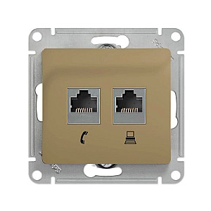 Розетка Schneider Electric Glossa GSL000485 двойная RJ11+ RJ45 кат.5Е титан