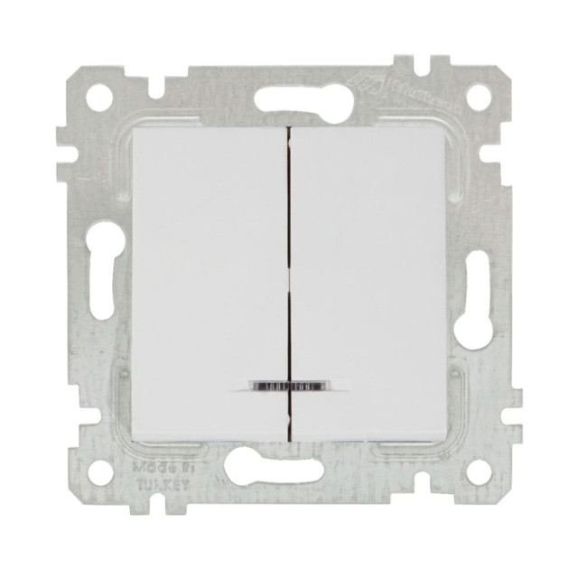 Выключатель Mutlusan Rita 2200-426-0101 2 клавиши с подсветкой 10А белый