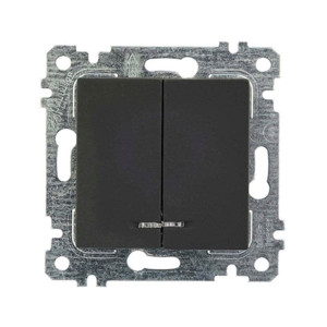 Выключатель Mutlusan Rita 2200-426-0184 2 клавиши с подсветкой 10А черный матовый