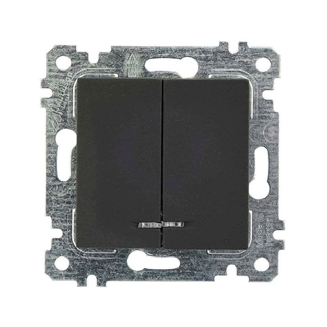 Выключатель Mutlusan Rita 2200-426-0184 2 клавиши с подсветкой 10А черный матовый