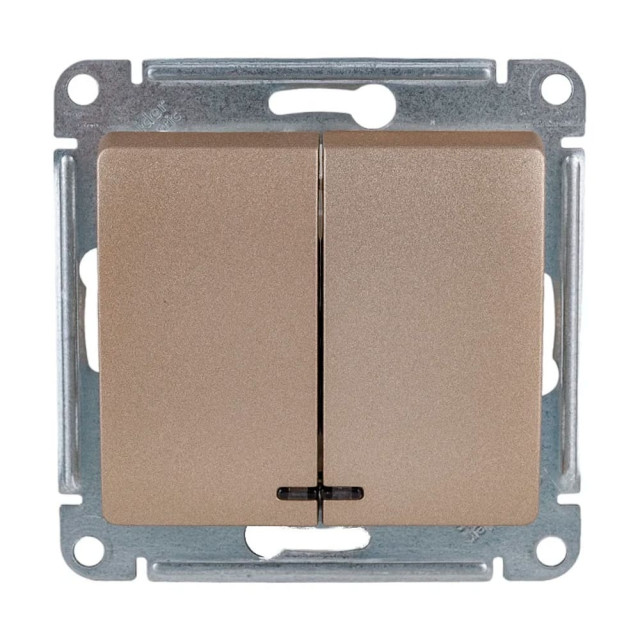 Выключатель Schneider Electric Glossa GSL000453 2 клавиши с подсветкой титан