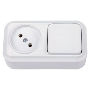 Блок Bylectrica Вариант В-РЦ-7111 выключатель 1 клавиша + розетка без заземления белый