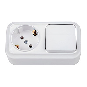 Блок Bylectrica Вариант В-РЦ-7112 выключатель 1 клавиша + розетка с заземлением белый