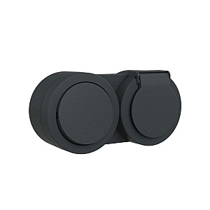 Блок Ovivo Xone 406-250000-923 выключатель 1 клавиша + розетка с заземлением с крышкой черный