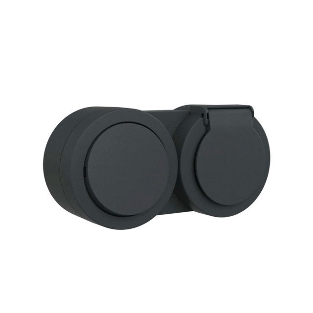 Блок Ovivo Xone 406-250000-923 выключатель 1 клавиша + розетка с заземлением с крышкой черный