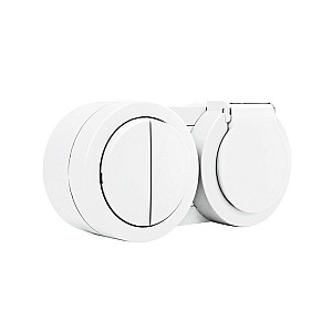 Блок Ovivo Xone 406-010000-925 выключатель 2 клавиши + розетка с заземлением с крышкой белый