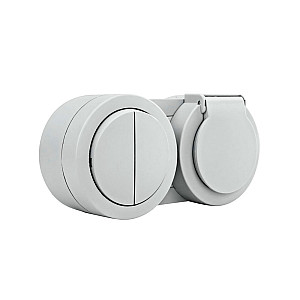 Блок Ovivo Xone 406-240000-925 выключатель 2 клавиши + розетка с заземлением с крышкой серый