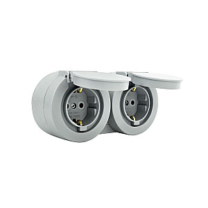 Розетка Ovivo Xone 406-240000-924 2 гнезда с заземлением с крышкой серая