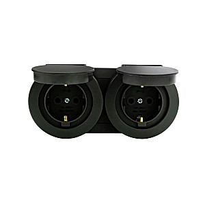 Розетка Ovivo Xone 406-250000-924 2 гнезда с аземлением с крышкой черная