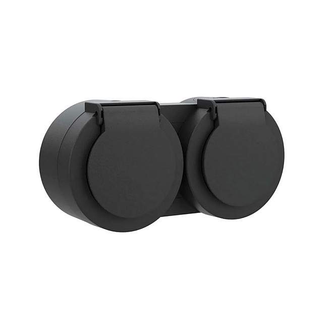 Розетка Ovivo Xone 406-250000-924 2 гнезда с аземлением с крышкой черная