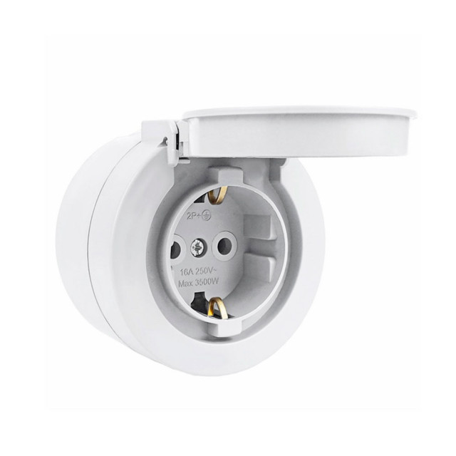 Розетка Ovivo Xone 406-010000-249 с заземлением с крышкой белая
