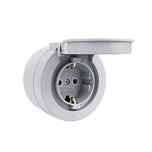 Розетка Ovivo Xone 406-240000-249 с заземлением с крышкой серая