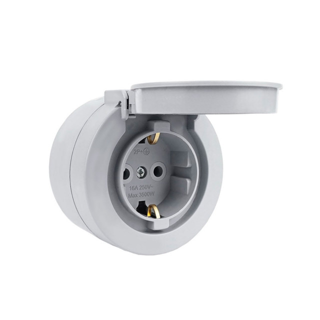 Розетка Ovivo Xone 406-240000-249 с заземлением с крышкой серая