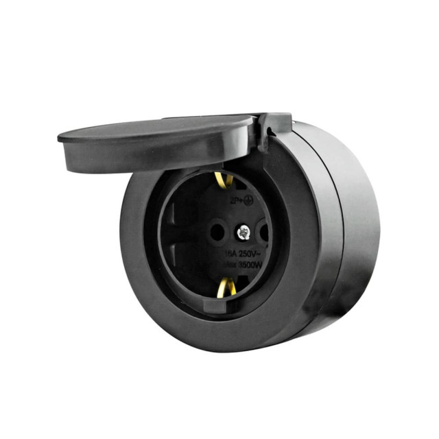 Розетка Ovivo Xone 406-250000-249 с аземлением с крышкой черная