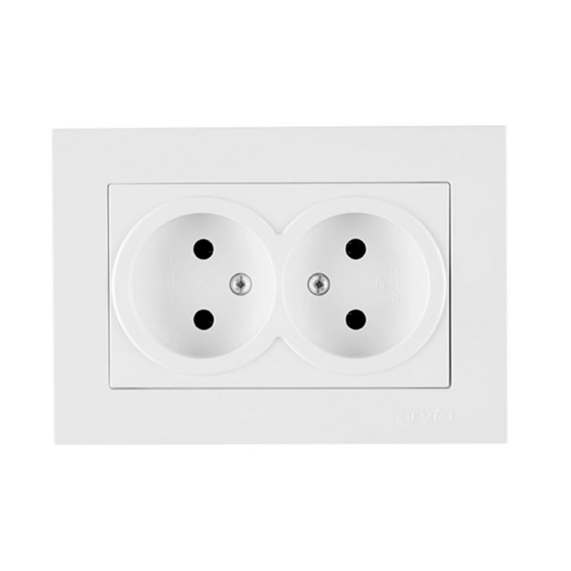 Розетка Arvia Electric Karen 20 01 1000 908 2 места без заземления белая