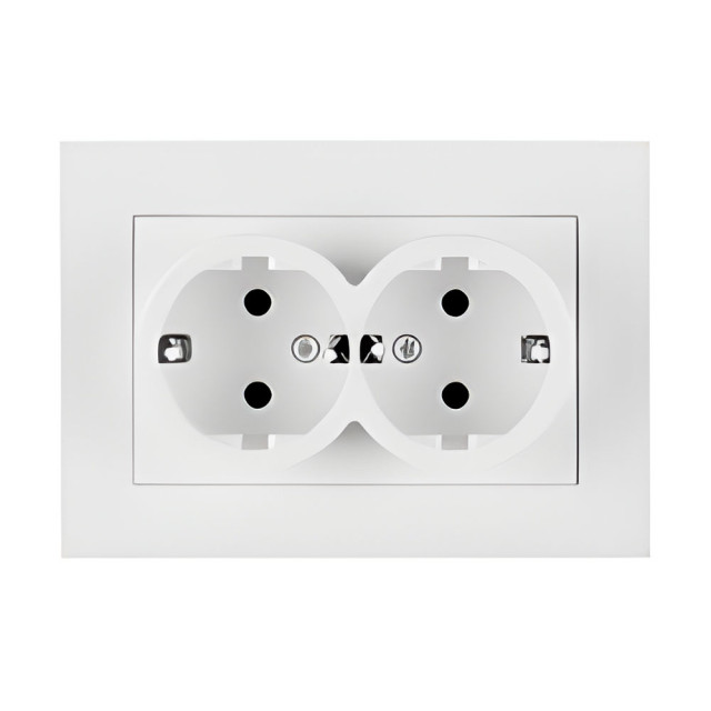 Розетка Arvia Electric Karen 20 01 1000 907 2 места с заземлением белая