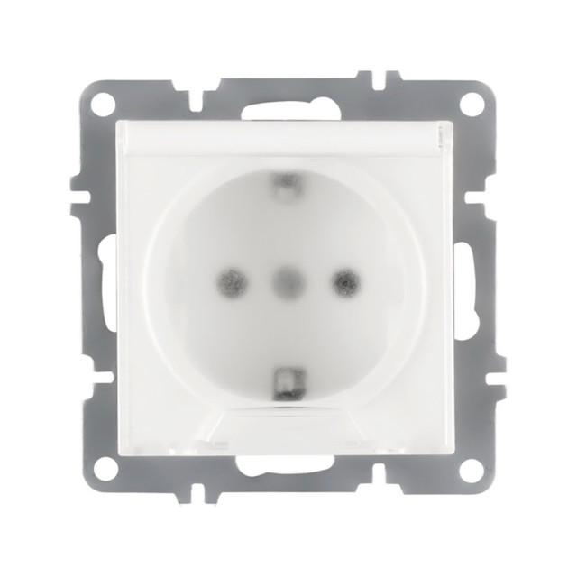 Розетка Arvia Electric Karen 50 01 1000 218 с заземлением с крышкой белая механизм