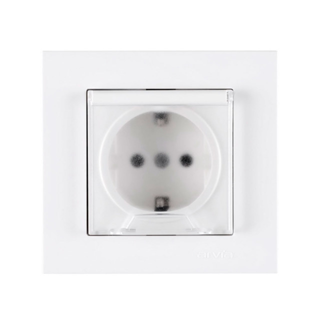 Розетка Arvia Electric Karen 50 01 1000 218 с заземлением с крышкой белая механизм