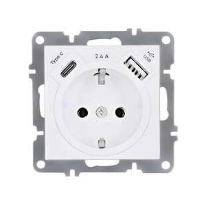 Розетка Arvia Electric Karen 50 01 1000 301 с заземлением USB TYPE C белая механизм