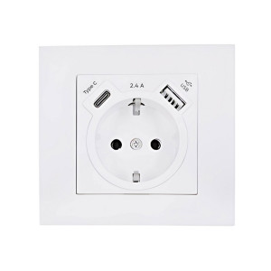 Розетка Arvia Electric Karen 50 01 1000 301 с заземлением USB TYPE C белая механизм