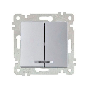 Выключатель Mutlusan Rita 2200-426-0182 2 клавиши с подсветкой 10А нержавеющая сталь