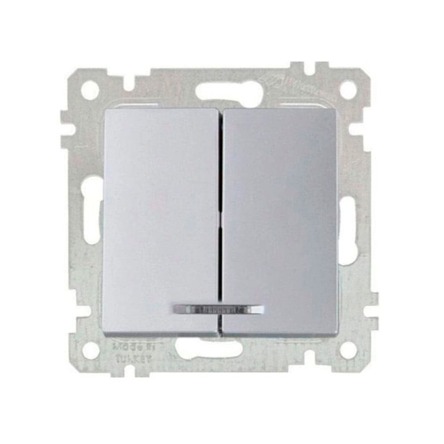 Выключатель Mutlusan Rita 2200-426-0182 2 клавиши с подсветкой 10А нержавеющая сталь