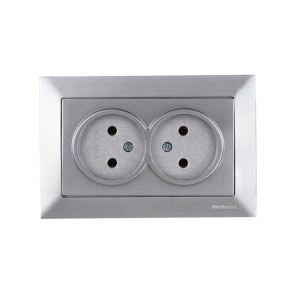 Розетка Mutlusan Rita 2220-203-0282 двойная 2*2P в комплекте с рамкой нержавеющая сталь