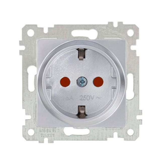Розетка Mutlusan Rita 2200-605-0282 2P+E защитные шторки нержавеющая сталь