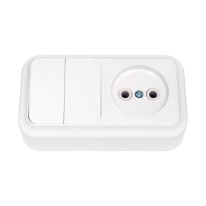 Блок Bylectrica Пралеска 2В-РЦ-523 выключатель 2 клавиши + розетка без заземления белая