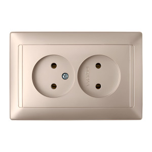 Розетка Bylectrica Стиль РС16-307 2 места без заземления шампань