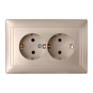 Розетка Bylectrica Стиль РС16-313 2 места с заземлением шампань
