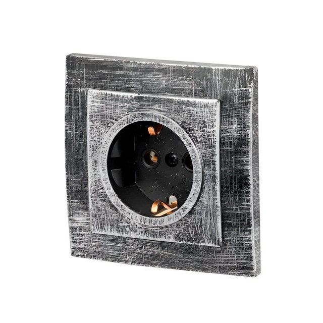 Розетка Юпитер Стандарт JP7424-01 1 место с заземлением серебро