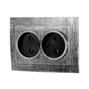 Розетка Юпитер Стандарт JP7424-04 2 места без заземления серебро