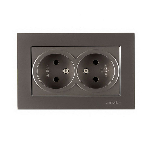 Розетка Arvia Electric Karen 20 06 2000 908 2 места без заземления антрацит