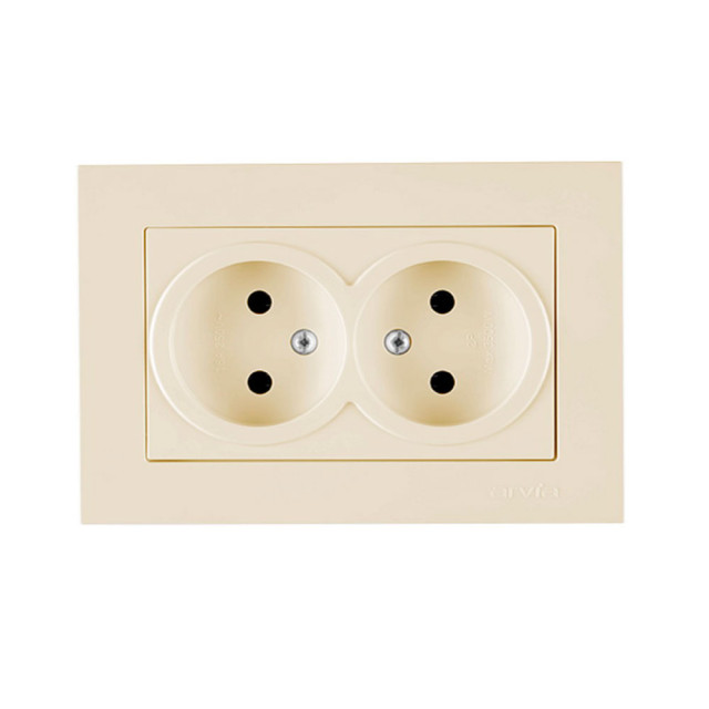 Розетка Arvia Electric Karen 20 02 1000 908 2 места без заземления крем