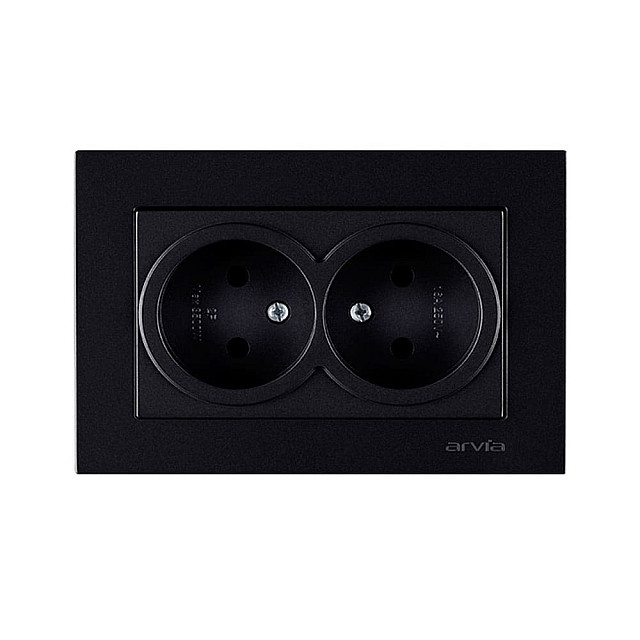 Розетка Arvia Electric Karen 20 07 2000 908 2 места без заземления черный