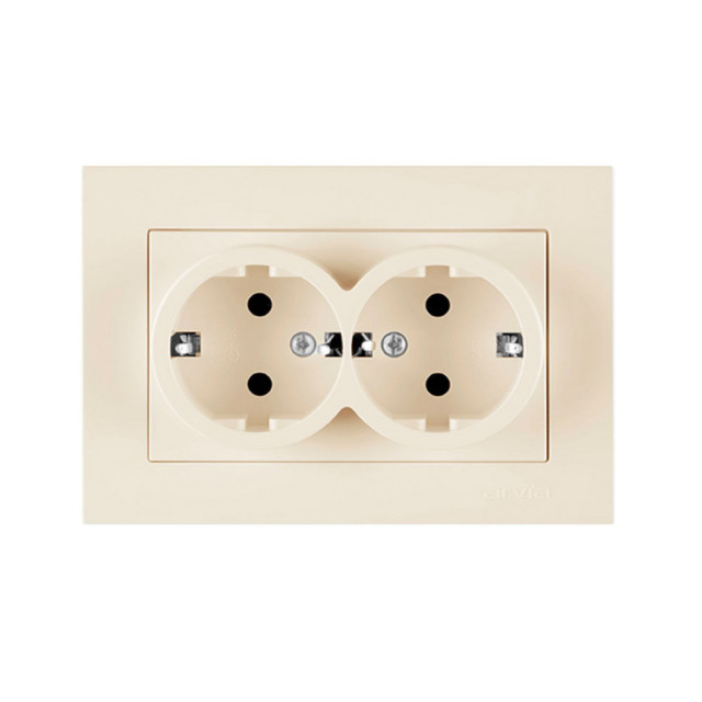 Розетка Arvia Electric Karen 20 02 1000 907 2 места с заземлением крем