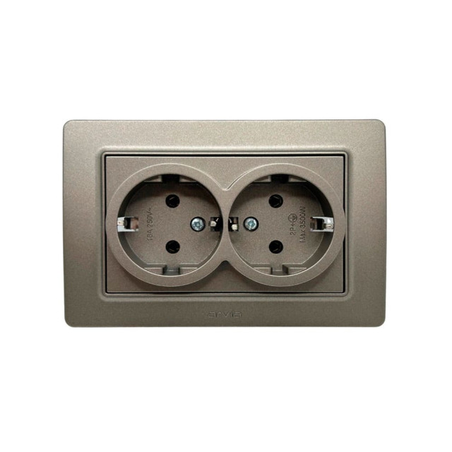 Розетка Arvia Electric Mikra 22 06 2000 908 2 места без заземления антрацит