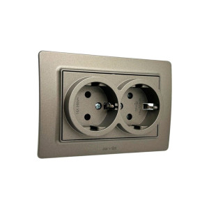 Розетка Arvia Electric Mikra 22 06 2000 908 2 места без заземления антрацит
